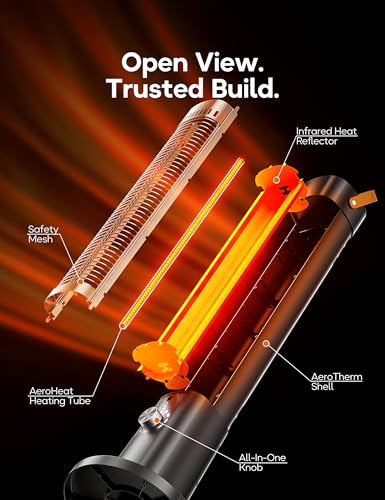 Patio Heater for Outdoor Use, Infrared Electric Outdoor Heater, 1500W Instant Heating, 60-Degree Oscillation, 9 Heat Levels, 9H Timer, Remote, for Garage, Backyard, Large Room, Indoor, 32.2", White
