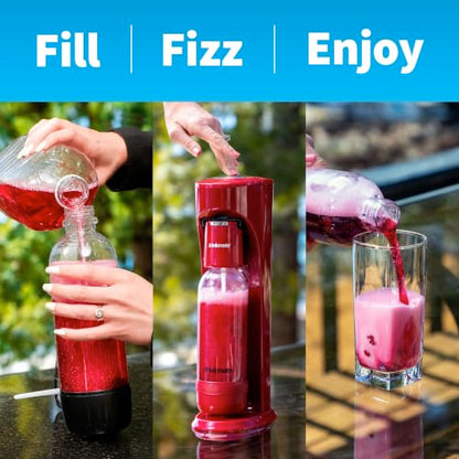 Drinkmate OmniFizz Sparkling Water Maker & Soda Streaming Machine | Carbonates Any Drink | PREMIUM KIT | Includes Four 60L CO2 Cartridges + One BPA-Free Bottle (Matte Black)