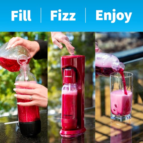 Drinkmate OmniFizz Sparkling Water Maker & Soda Streaming Machine | Carbonates Any Drink | VALUE KIT | Includes Two 60L CO2 Cartridges + One BPA-Free Bottle (Matte Black)