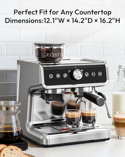 EUHOMY Espresso Machine with Grinder, 20 Bar Professional Espresso Coffee Maker for Home,with Milk Frother for Latte, Cappuccino & Barista-Style