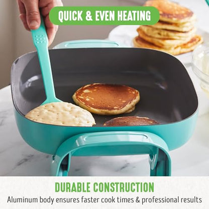 GreenLife 12" 5QT Electric Skillet, Turquoise