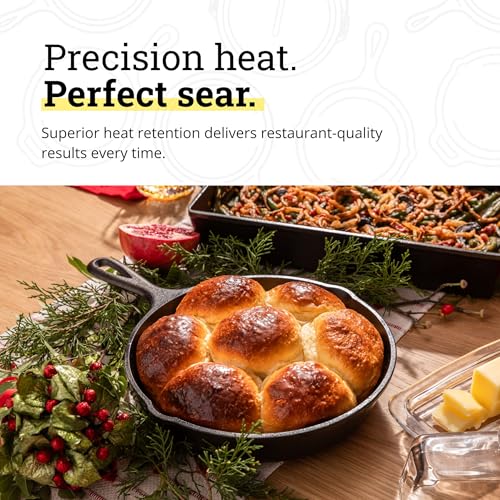 Lodge Seasoned Cast Iron Skillet 9 Inches - PFAS-Free, Non-Toxic Cookware - Use with an Oven, Stove, Grill, or Campfire - Naturally Non-Stick & Oven Safe