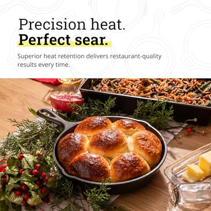 Lodge Seasoned Cast Iron Skillet 9 Inches - PFAS-Free, Non-Toxic Cookware - Use with an Oven, Stove, Grill, or Campfire - Naturally Non-Stick & Oven Safe