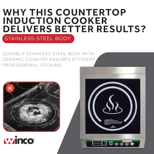 Winco 1800W Silver/Black Induction Cooktop Burner