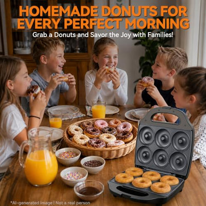 Baker’s Friend Mini Donut Maker Machine for Home, 6 x 3'' Mini Doughnut Maker Machine, Donut Maker for Kids, Maquina Para Hacer Donas, Donut Baking Pan, Donut Party, Graphite