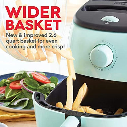 Dash Tasti-Crisp™ Air Fryer - AirCrisp® Technology - Compact Design with Adjustable Temperature Control - Nonstick Fry Basket & Auto Shut-Off Feature - 2.6 Quarts - Aqua