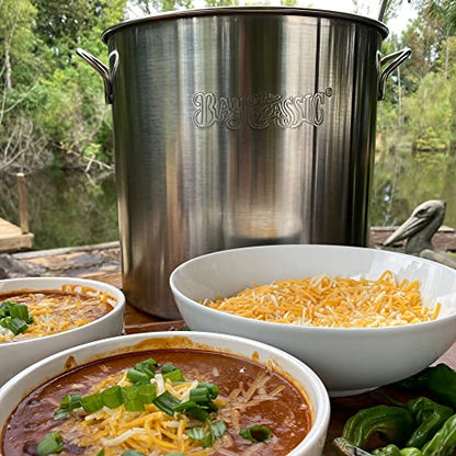 Bayou Classic 1420 20-qt Stainless Stockpot Features Heavy Duty Welded Handles for Secure Handling Domed Lid Perfect For Large Batch Cooking of Soups Stews Chili and Gumbo