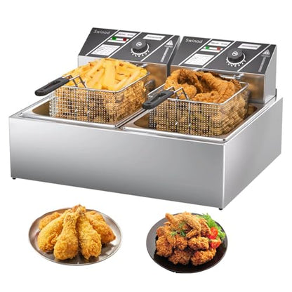 Commercial Deep Fryer with Basket, 3400W 12.7QT Electric Deep Fryers
