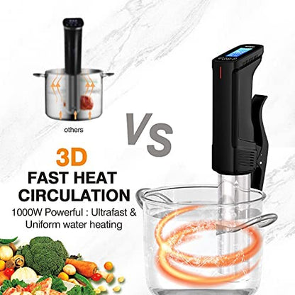 INKBIRD WIFI Sous Vide Cooker Bundle with Vacuum Sealer Machine | 1000W Sous-Vide Cooker Immersion Circulator with 14 Preset Recipes on APP and Thermal Immersion with Timer