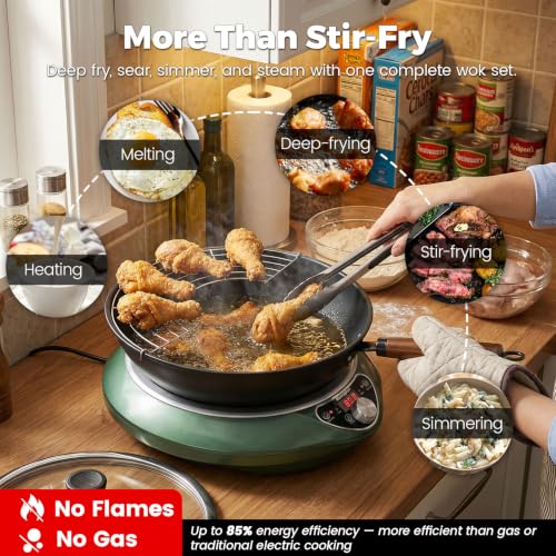 ABangDun 1700W Concave Induction Wok Burner, 120V Electric Wok Cooker