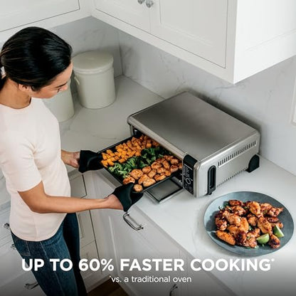 Ninja Digital Air Fryer & Toaster Oven | 8-in-1 Functionality | Flip-Up Design | XL Capacity | Air Fry Basket, Sheet Pan, Wire Rack & Crumb Tray | 1800 Watt | Silver | SP101