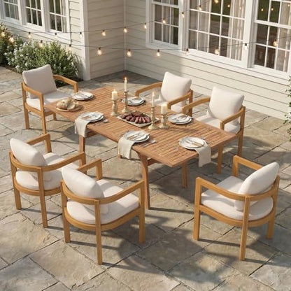 SUNSITT 7-Piece Outdoor Patio Dining Set w/55-71" Expandable Table
