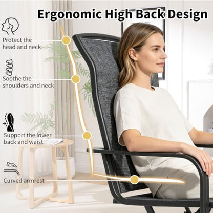YLGJ&TIDY Patio Swivel Chairs Set,Outdoor Dining Chairs with High Back,All Weather Breathable Textilene,360° Rotating 15° (Gray-3, 2-piece)
