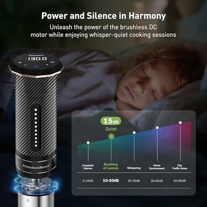 KitchenBoss Wifi Sous Vide Machine: Ultra-quiet Sous Vide Cooker Immersion Circulator APP Control, IPX7 Waterproof Stainless Steel 1100W Professional Sous Vide Precision Cooker, Black (G300PT)