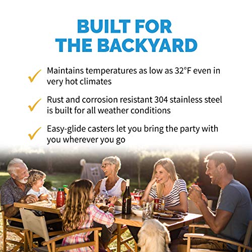 NewAir 24” Outdoor Beverage Fridge | Freestanding or Built-In Under counter Refrigerator for Outside Patio | Weatherproof Outdoor Fridge for 160 Cans with Auto-Closing Door | Stainless Steel