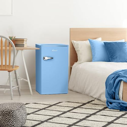 Avanti Mini Fridge Retro Design Compact Refrigerator for Home Office or Dorm, Features Single Door Removable Glass Shelves Manual Defrost and Mechanical Adjustable Temp Control, 3.0 Cu.Ft, Blue