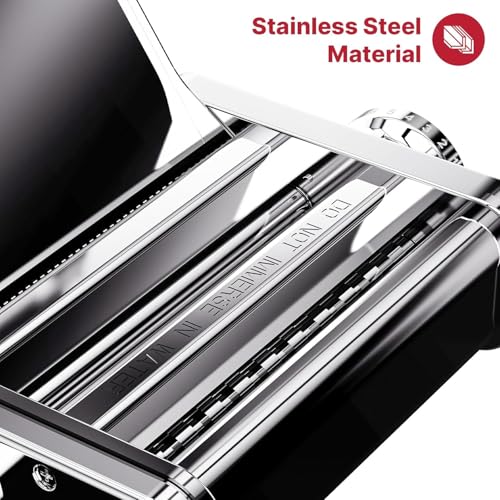 GVODE Electric Pasta Maker - 3-in-1 All Metal Pasta Sheet Roller & Cutter Set 700W Max Motor, includes Fettuccine & Spaghetti Maker with Cleaning Brush and Roller Guider, Stainless Steel Silver