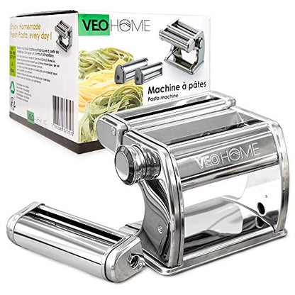 Manual Pasta Maker with Dryer - Multi-Pasta Stainless Steel Italian Flat Dough Machine with Adjustable Setting, Sharp Cutter, and Hand Crank - Fresh Homemade Noodles, Spaghetti, Lasagne | By VeoHome…