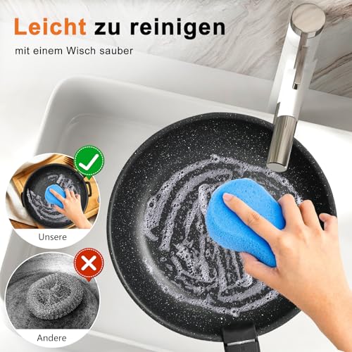 Sweetcrispy 12 pcs Pots and Pans Set, Nonstick Kitchen Induction Cookware Suit with Detachable Handle, Dishwasher Oven Safe, Black