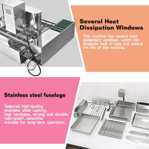 Kolice Commercial 2600pcs/hour Mini 6 Rows Donut Machine, Frying Doughnut Machine, Donut Maker, Street Food Snack Food Equipment, Auto counting, turning