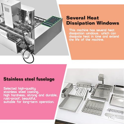 Kolice Commercial 2600pcs/hour Mini 6 Rows Donut Machine, Frying Doughnut Machine, Donut Maker, Street Food Snack Food Equipment, Auto counting, turning