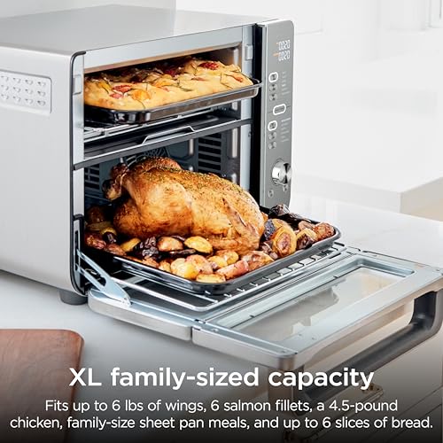 Ninja Air Fryer Toaster Oven Combo | Double Stack XL | 12-in-1 | Fits 4.5 lb Chicken & 6lbs of Wings | Smart Finish Cook 2 Different Meals at Same Time | Countertop Oven | Stainless Steel | DCT601