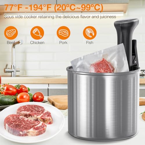 WiFi Sous Vide Precision Cooker 1100 Watts Sous Vide Machine Precision Immersion Circulator for Perfect Steak, Tender Chicken & Healthy Meals, Ultra-Quiet, App Recipes, Fast Heating, IPX7 Waterproof