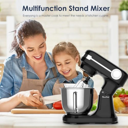gapalilo 5.5QT Stand Electric Mixer, 12-Speed Kitchen Mixer with Tilt-Head, Stainless Steel Bowl Dough Mixer, Egg Whisk, Dough Hook & Beater Included, Idea for 3-5 Family (Black)