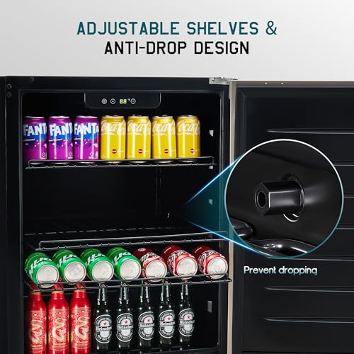 Albott 24 Inch Outdoor Beverage Fridge, 5.0 Cu.Ft Beverage Refrigerator Holds 166 Cans, 32-50°F Drink Cooler with IPX4 Waterproof Design, Auto-Defrost, Build-In or Freestanding for Patio & Backyard
