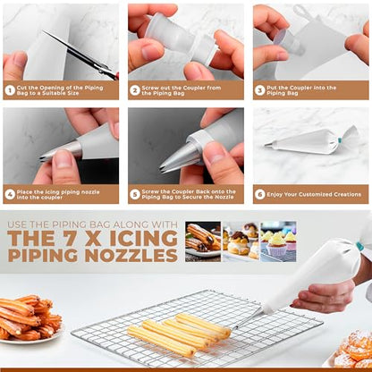Churro Maker Machine & Spritz Cookie Press Gun Kit – 304 Stainless Steel, Easy to Clean & Large Capacity – Make Authentic Churros & Cookies at Home – Ideal Baking Tool for Families, Chefs & Beginners