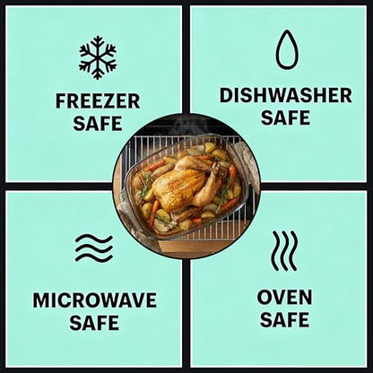 VRUIFA 9x13 Glass Baking Dish, 2.7 Quart Casserole Dishes for Oven, Borosilicate Glass
