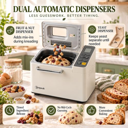 2 LB Bread Maker Machine, 25 Programs, Automatic Nut & Yeast Dispensers