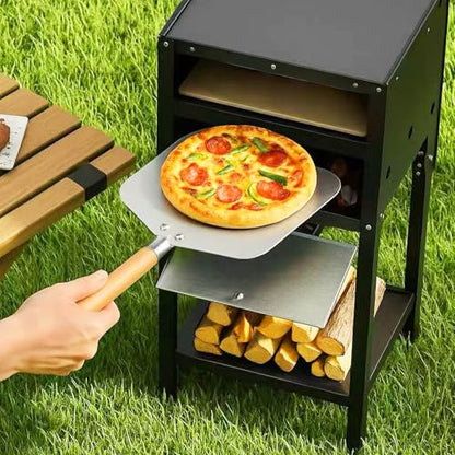 Happygrill 12” Pizza Oven Outdoor, Wood-Fired Pizza Stove with Ash Tray & Wood Storage, Pizza Stone, Pizza Peel & Oxford Cloth Cover, Multi-Fuel Pizza Maker for Patio, Backyard, Camping & BBQ