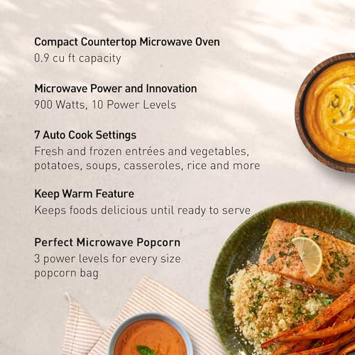 Panasonic Countertop Microwave Oven, 900W, 0.9 Cu. Ft., Sensor Cook and Reheat, 10 Power Levels, Auto Defrost, Keep Warm, Child Lock, Stainless Steel - NN-SB42QS