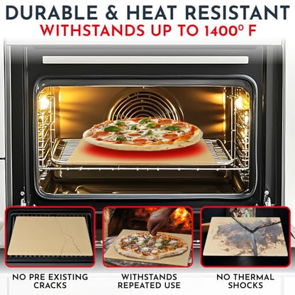 Large Pizza Stone for Oven – 15 x 12 inch Rectangular Pizza Stone for Grill, Even Heating for Perfect Crispy Crusts! Crack Resistant and Easy to Clean, Pizza Making Accessories