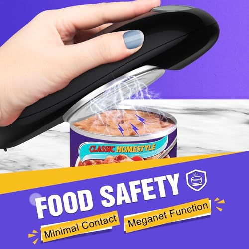 Battery Operated Electric Can Opener Fits Almost Size Can With Smooth Edge, Hands Free Electric Can Openers for Kitchen, Kitchen Gadgets Automatic Can Openers for Seniors, Arthritis Black