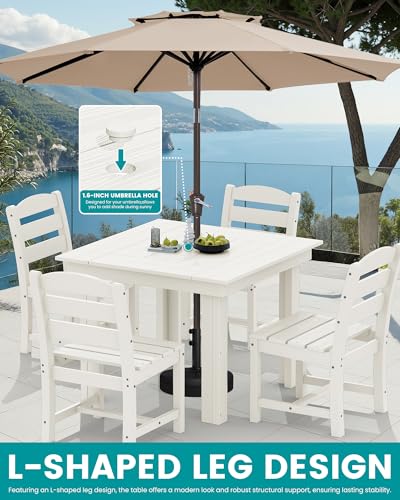 SERWALL HDPE Outdoor Square Dining Set for 4