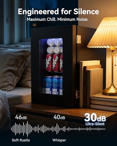 0.6 Cu.ft Beverage Cooler, Compressor Glass Door Mini Fridge 40-61°F Black