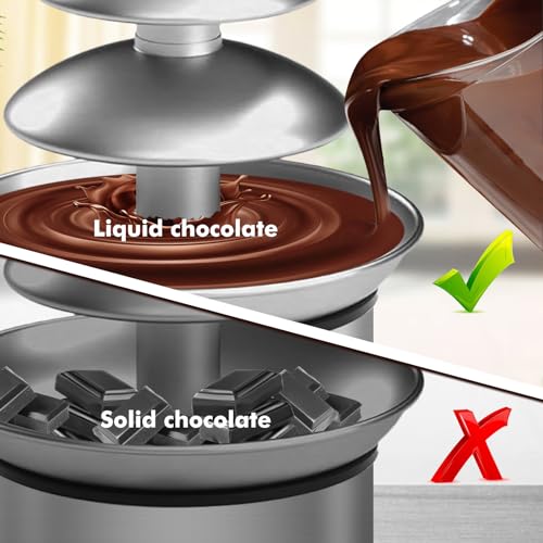ZEVELOO Chocolate Fountain Machine Electric Chocolate Fondue Fountain Machine Stainless Steel 4-Pound Capacity for Chocolate Candy Butter Cheese (4-Tier)