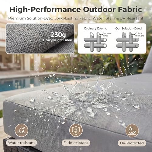 NICESOUL 13 Piece Outdoor Wicker Patio Furniture with Fire Pit, Oversized Grey Outdoor Seating Set with Fire Pit Table & Chaise Lounge, 29.3" High Back Sectional Couch Sets for Tall/Big Person