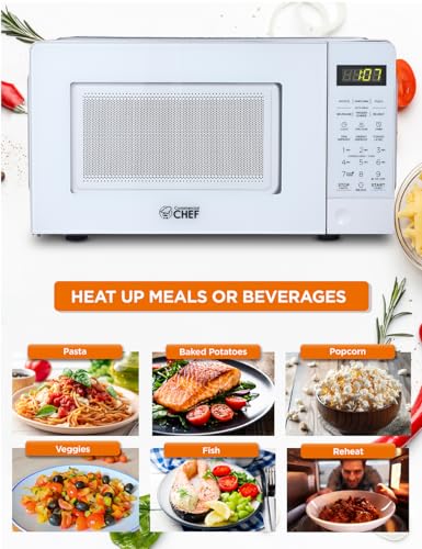 Commercial Chef 0.7 Cu. Ft. Countertop Microwave Oven, CHM770W, White