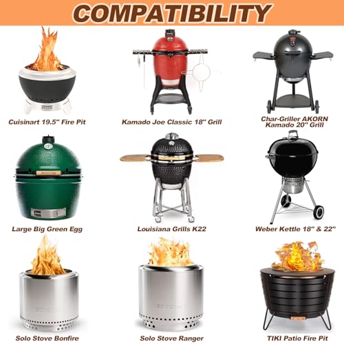 Stainless Steel Paella Pan with Handles, 18.5in Round Grill Griddle for TIKI Solo Stove Cuisinart Fire Pit Kamado Charcoal Grill Weber Kettle and More, Oven and Induction Safe for Indoor & Outdoor Use