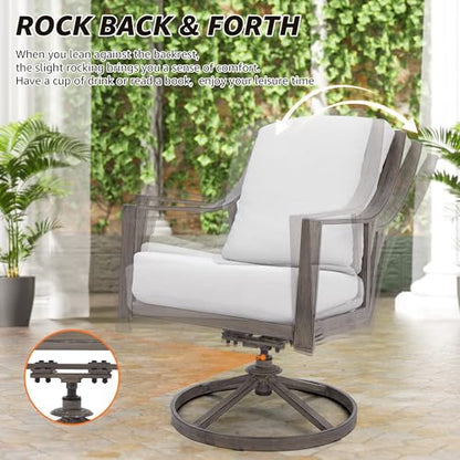 NATURAL EXPRESSIONS 7 Piece Patio Dining Set,6 Swivel Rockers & Large Table