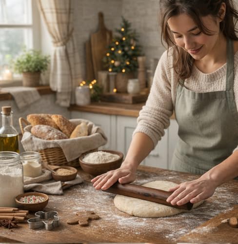 KinShare 10.6-inch Compact Wood Rolling Pin, Non-Stick Rolling Pin for Baking, Natural Solid Wood Dough Roller for Fondant, Pie, Cookie, Pastry, Small Handy Kitchen Tool