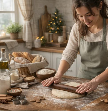 KinShare 10.6-inch Compact Wood Rolling Pin, Non-Stick Rolling Pin for Baking, Natural Solid Wood Dough Roller for Fondant, Pie, Cookie, Pastry, Small Handy Kitchen Tool