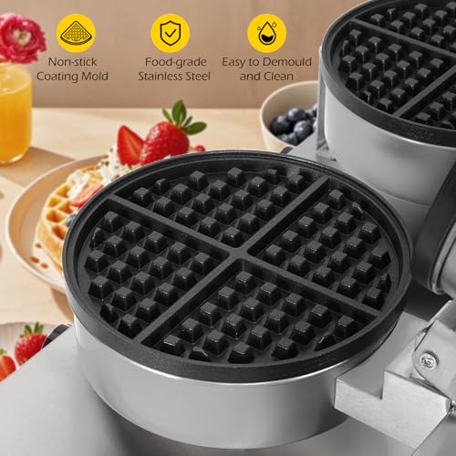 Dyna-Living Commercial Waffle Maker Double Head Waffle Iron for Restaurant