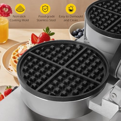 Dyna-Living Commercial Waffle Maker Double Head Waffle Iron for Restaurant