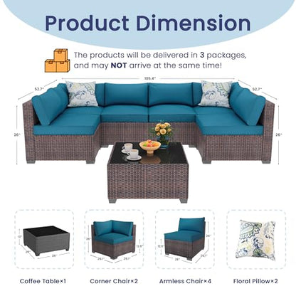 8 Piece outdoor patio sectional furniture set, Modern Modular outdoor sofa