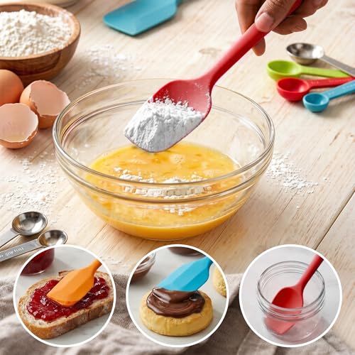 Kodreat 5 Pieces Silicone Spatula Set BPA Free Non Stick Rubber Spatula Heat Resistant Set Ideal for Baking Cooking Mixing Dishwasher Safe Kitchen Tools Multicolor