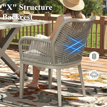 LayinSun Outdoor Dining Set for 10, 11 Pieces Patio Furniture Sets with Aluminum Dining Table and Rope Weave Chairs